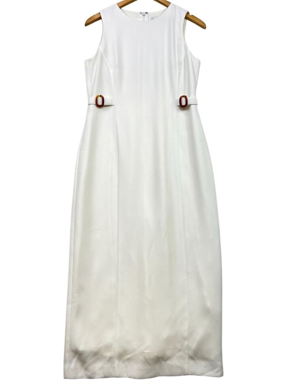 Ann Tobias by Susan Allison Women's Back Zip Midi Dress Sleeveless Size 6 White